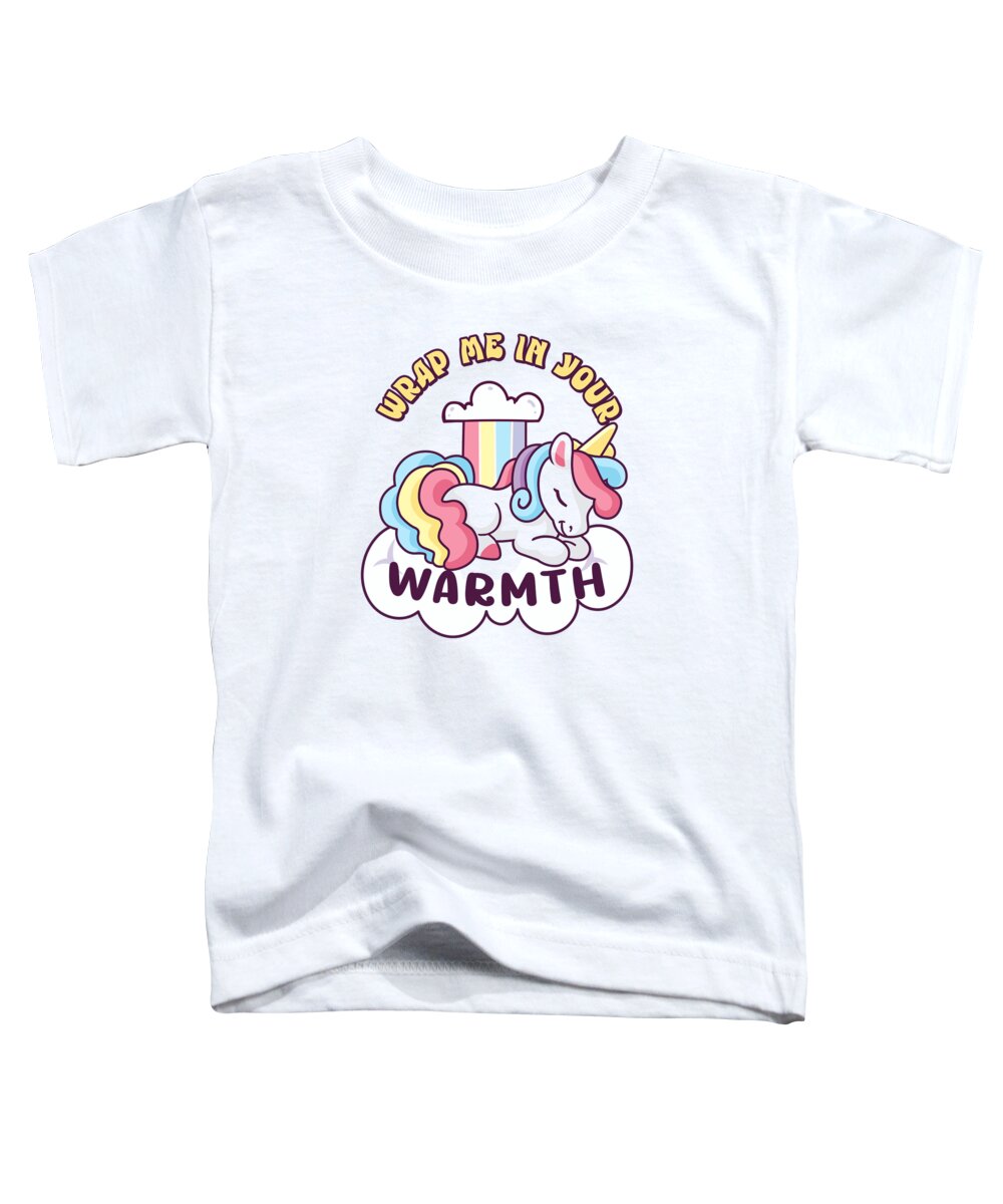 Rainbow Toddler T-Shirt featuring the digital art Rainbow Animal Unicorn Winter Season Lover Friendship #4 by Toms Tee Store