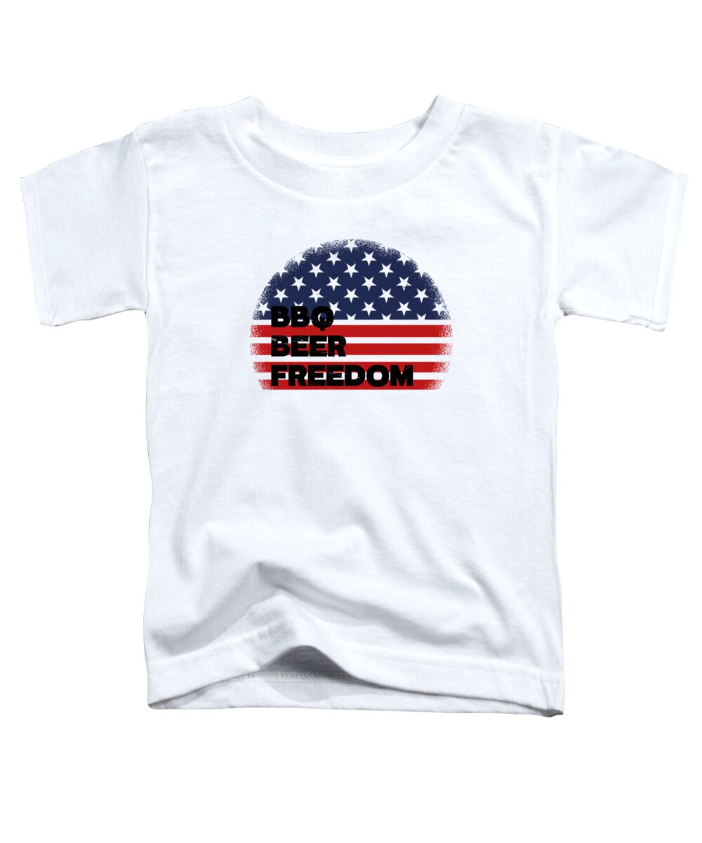 Bbq Beer Freedom Toddler T-Shirt featuring the digital art BBQ Beer Freedom USA Flag Vintage Camouflage #6 by Toms Tee Store