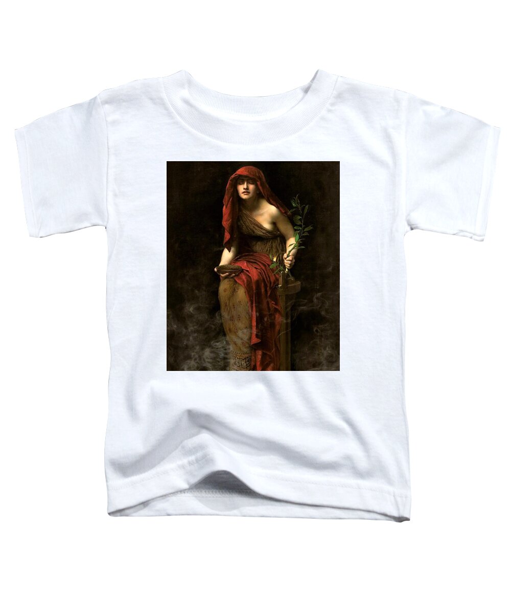 Priestess Of Delphi Toddler T-Shirt featuring the painting Priestess of Delphi #7 by John Collier