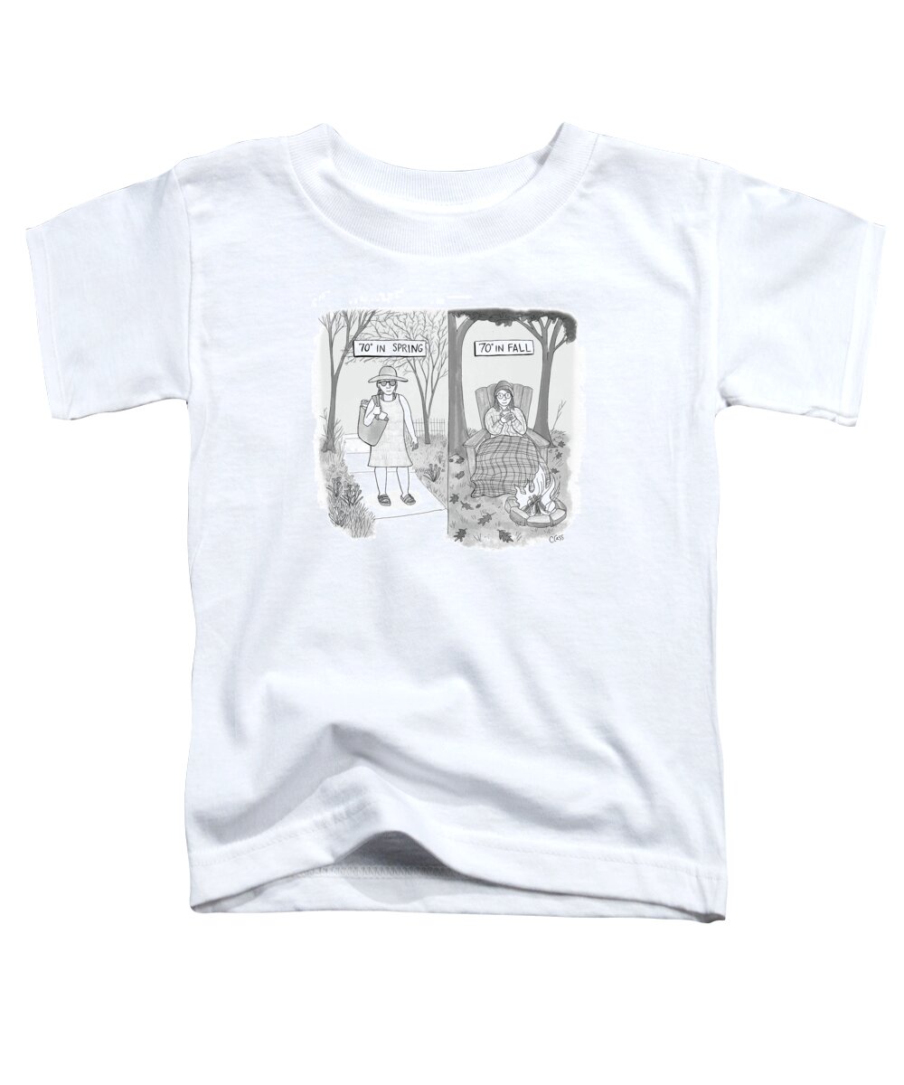 Captionless Toddler T-Shirt featuring the drawing 70 Degrees Spring Or Fall by Caitlin Cass