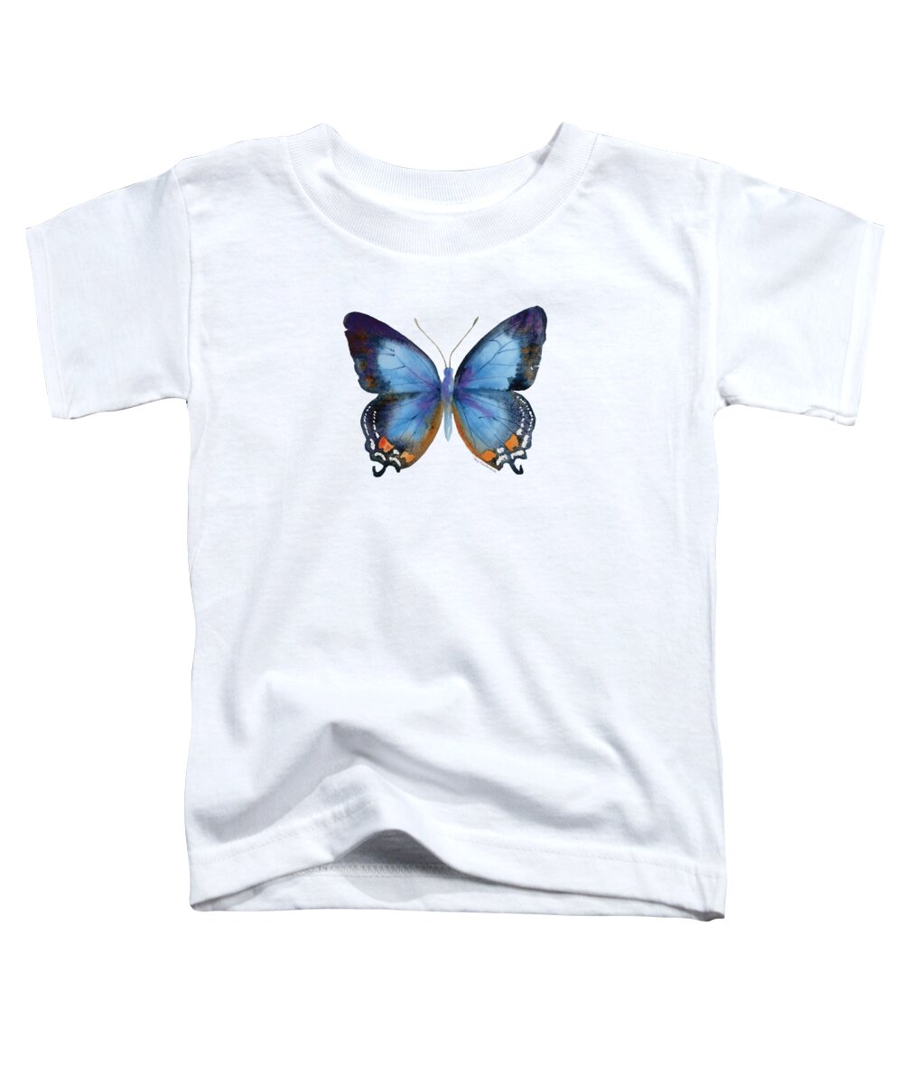 Imperial Blue Butterfly Blue Butterfly Butterflies Blue And Orange Butterfly Butterfly Blue And Black Butterfly Nature Wings Winged Insect Nature Watercolor Butterflies Watercolor Butterfly Butterfly On White Background White Background Butterfly With White Background Blue Butterfly Face Mask Toddler T-Shirt featuring the painting 80 Imperial Blue Butterfly by Amy Kirkpatrick