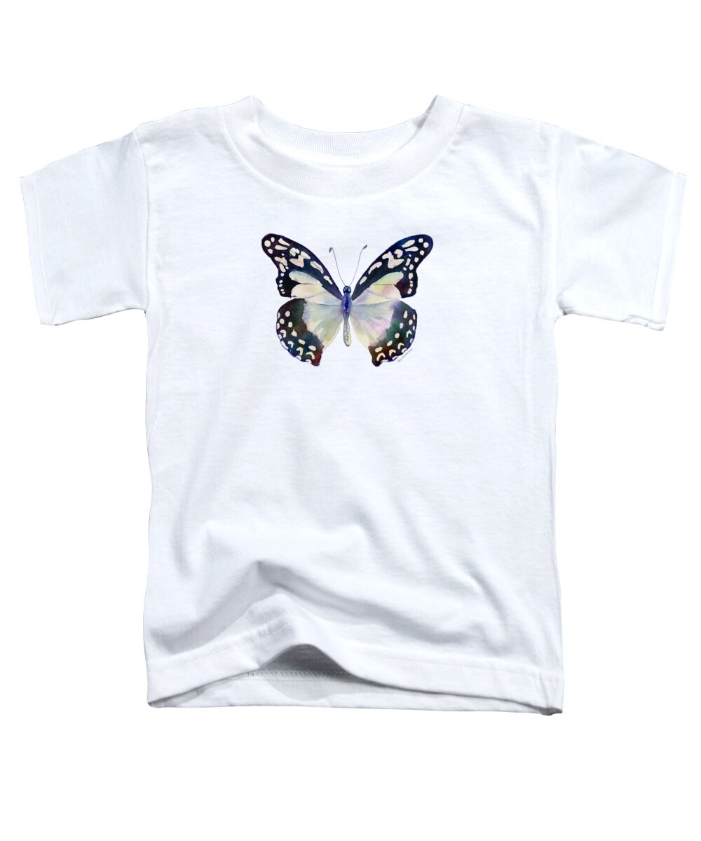 Angola White Lady Butterfly Toddler T-Shirt featuring the painting 90 Angola White Lady Butterfly by Amy Kirkpatrick