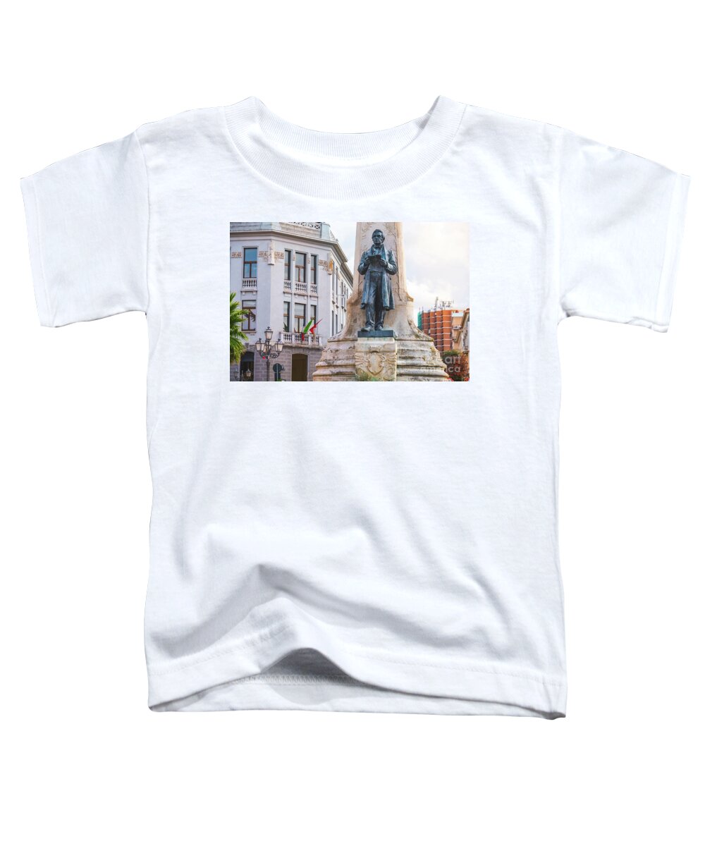 Abruzzo Toddler T-Shirt featuring the photograph Abruzzo region, Italy, Vasto The Statue in Piazza Gabriele Rossetti square by Luca Lorenzelli