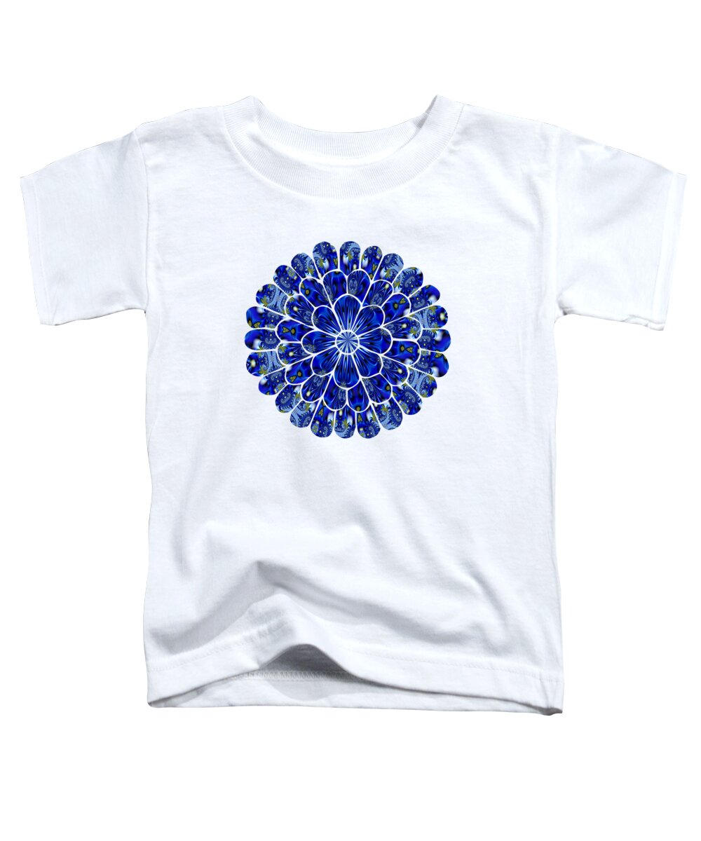 Abstract Blue Fractal Flower Silhouette Toddler T-Shirt featuring the digital art Abstract Blue Fractal Flower Silhouette by Rose Santuci-Sofranko