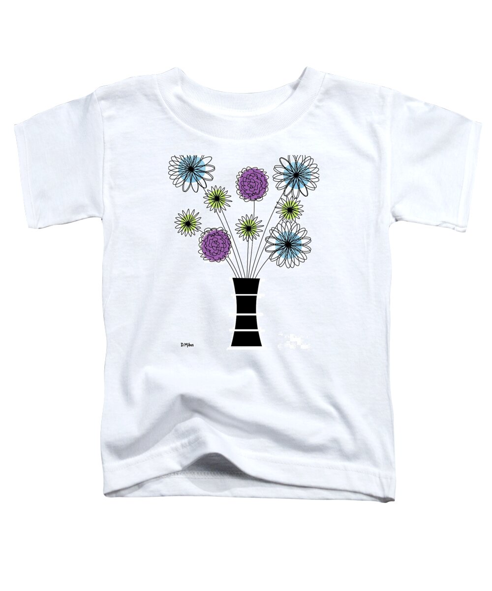 Mid Century Modern Toddler T-Shirt featuring the mixed media Abstract Flowers Cool Colors by Donna Mibus