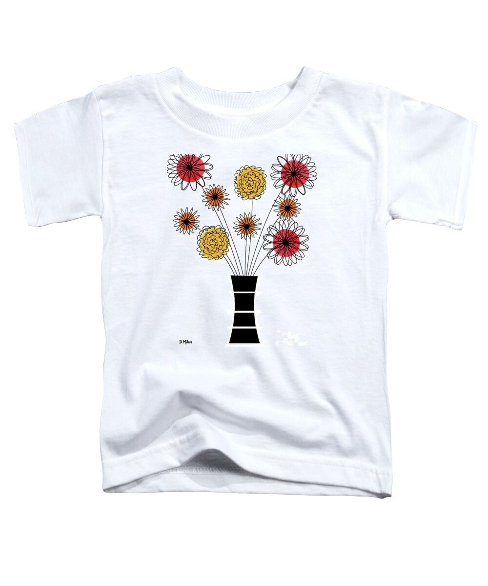 Mid Century Modern Toddler T-Shirt featuring the mixed media Abstract Flowers Warm Colors by Donna Mibus