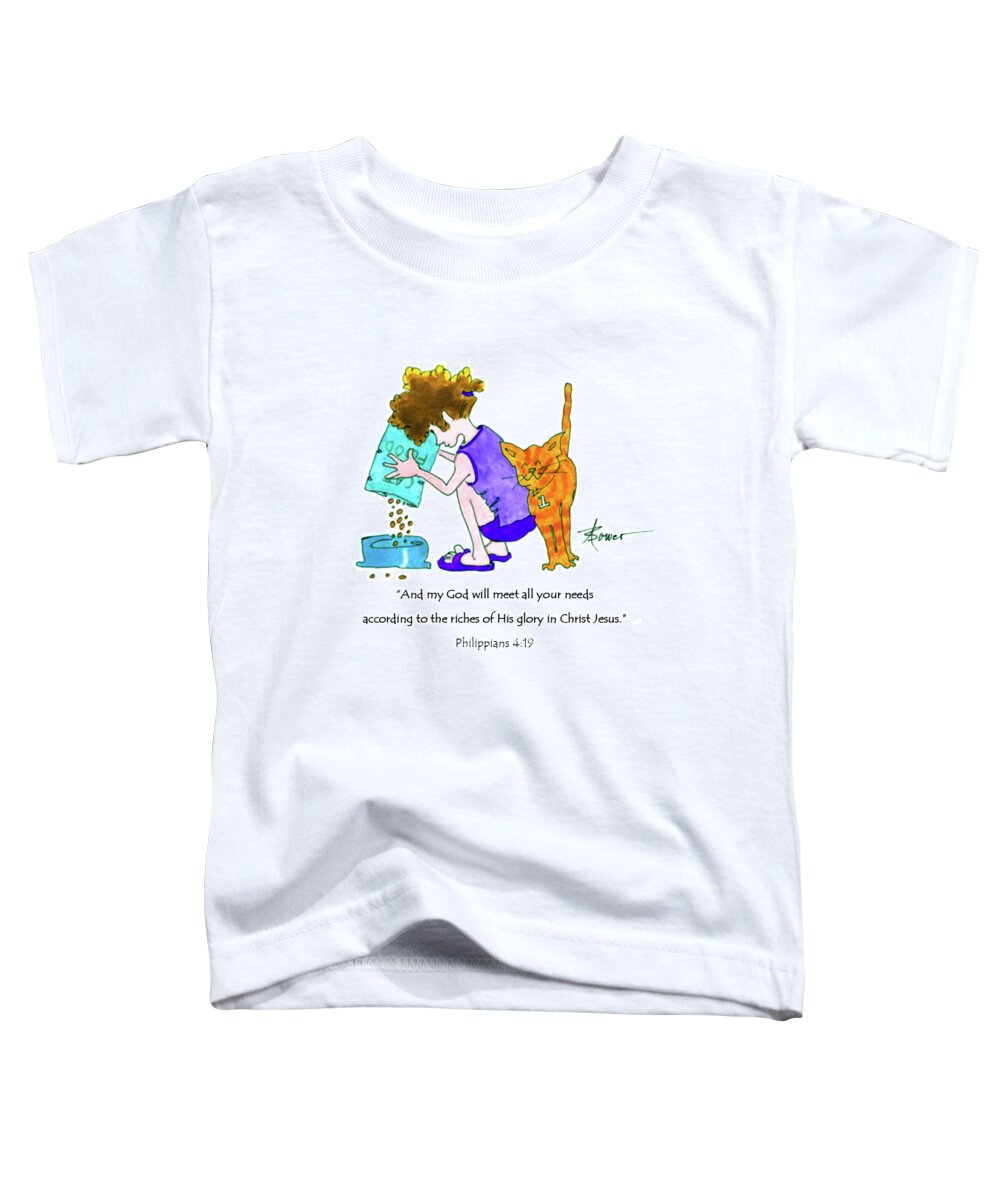 Cat Toddler T-Shirt featuring the painting According to His Riches by Adele Bower