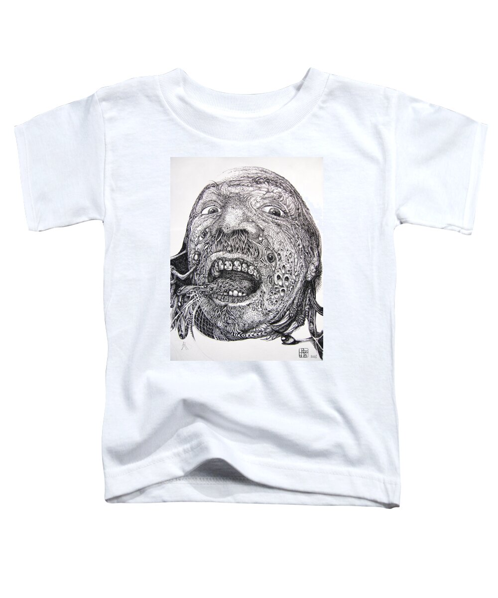 Surrealist Toddler T-Shirt featuring the drawing Antipods Screamer by Otto Rapp