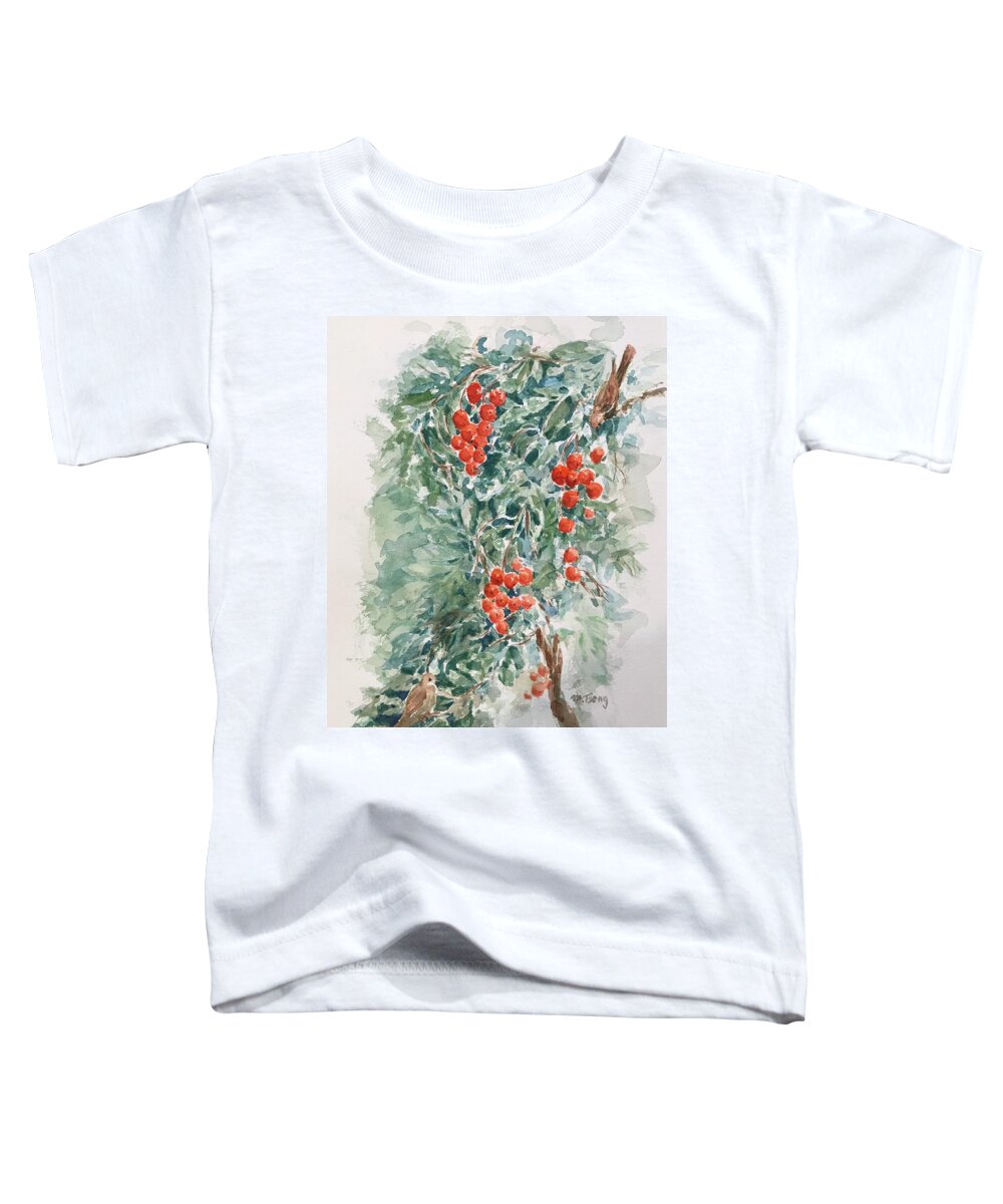 Berries Toddler T-Shirt featuring the painting Are the berries ready yet? by Milly Tseng