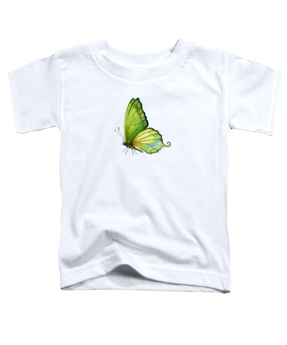 Sap Toddler T-Shirt featuring the painting 5 Sap Green Butterfly by Amy Kirkpatrick