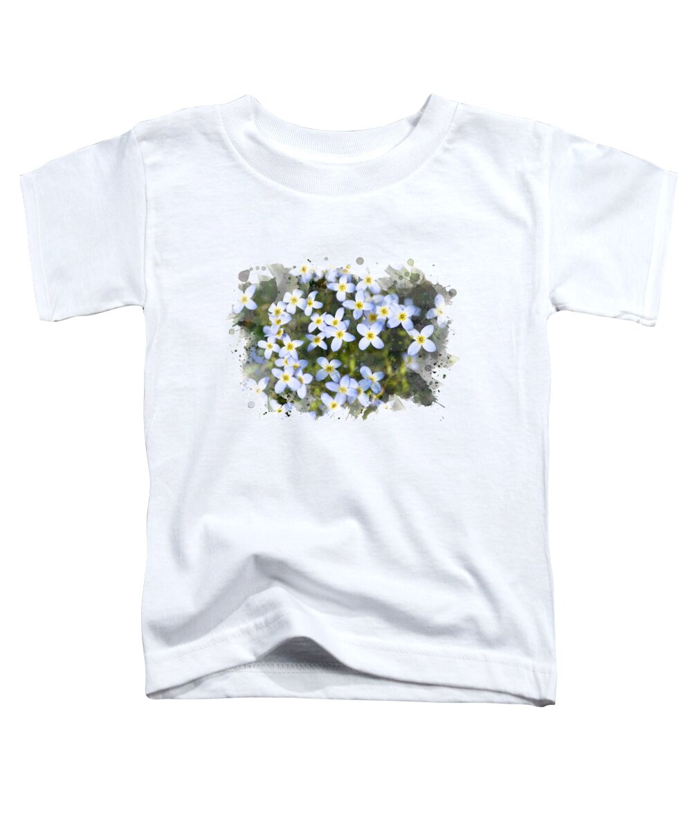 Blue Flowers Toddler T-Shirt featuring the mixed media Bluet Flowers Watercolor Art by Christina Rollo