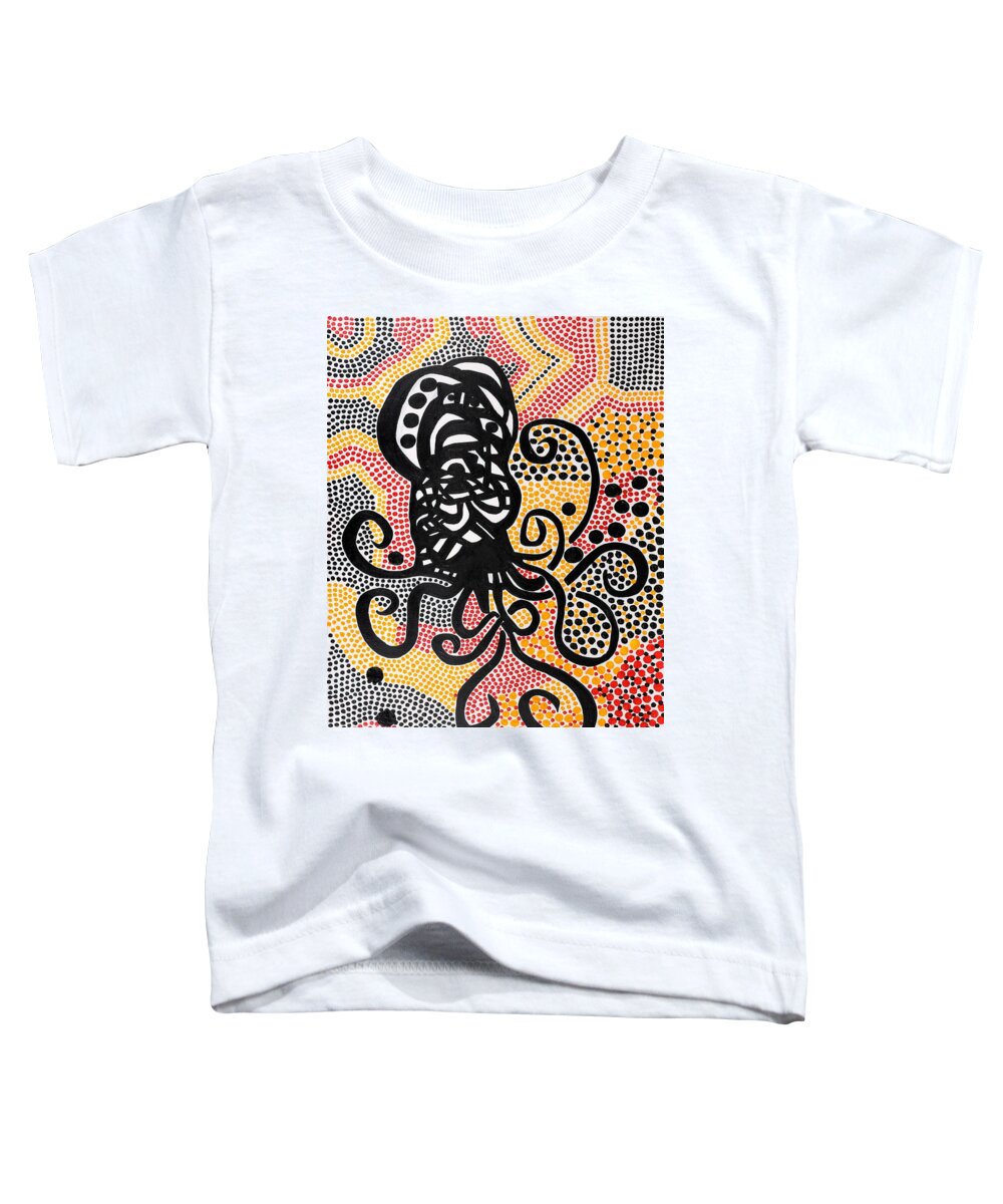 Octopus Toddler T-Shirt featuring the mixed media Octavia by Peter Johnstone