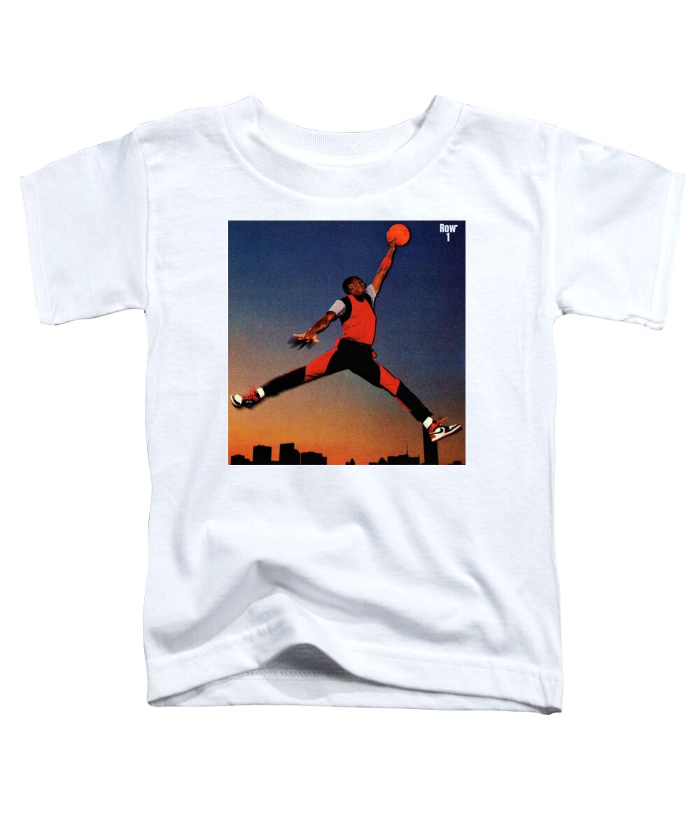 Michael Jordan Toddler T-Shirt featuring the mixed media 1985 Nike Michael Jordan Rookie Promo Card by Row One Brand
