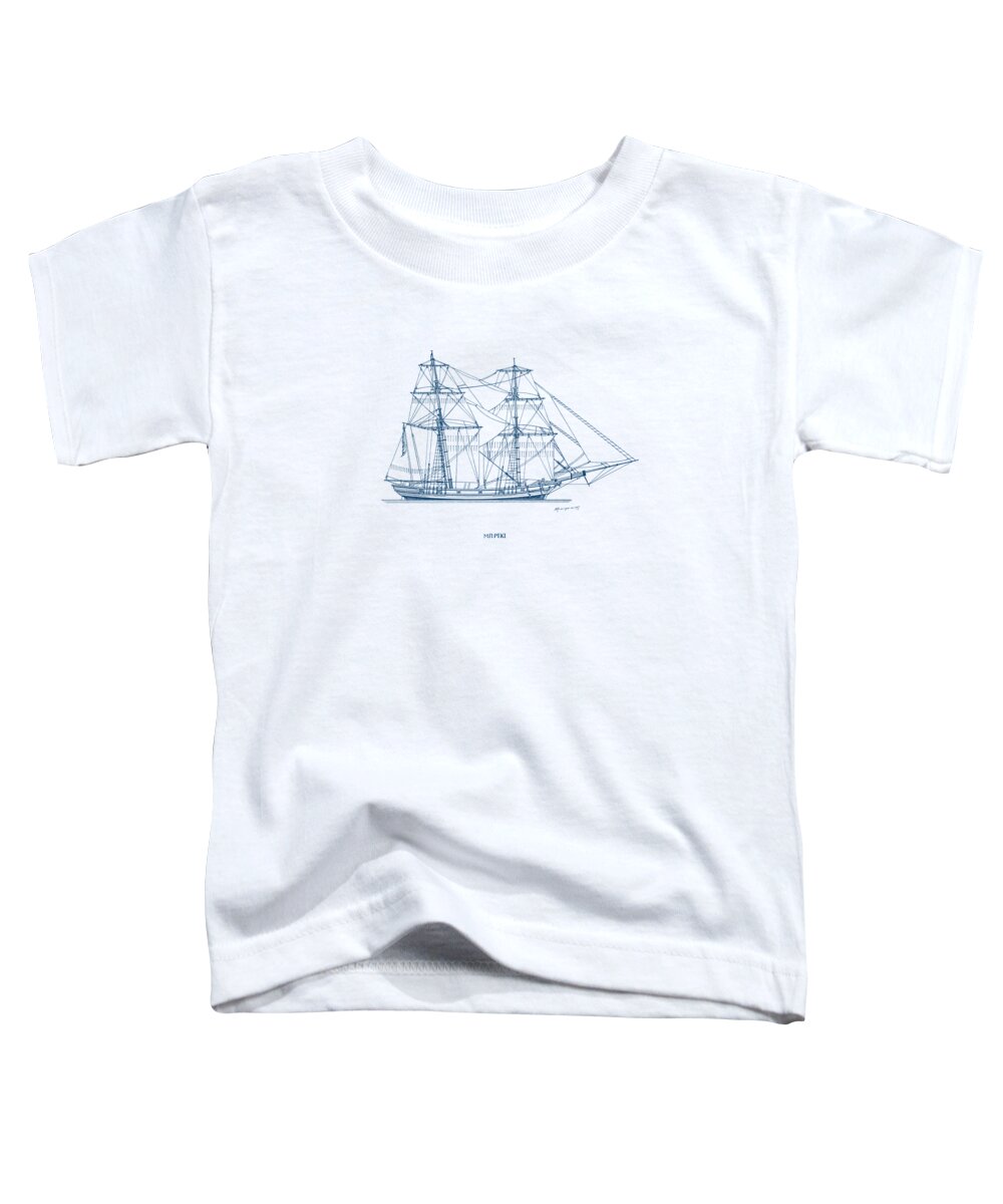 Sailing Vessels Toddler T-Shirt featuring the drawing Brig - traditional Greek sailing ship by Panagiotis Mastrantonis