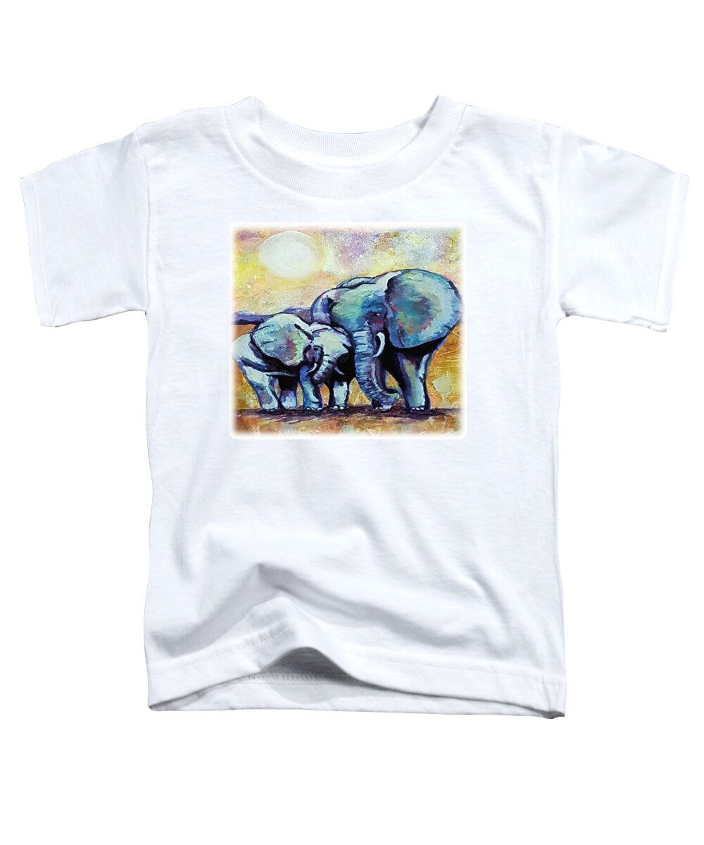 Traditional Toddler T-Shirt featuring the painting Elephant with Baby by Rose Lewis