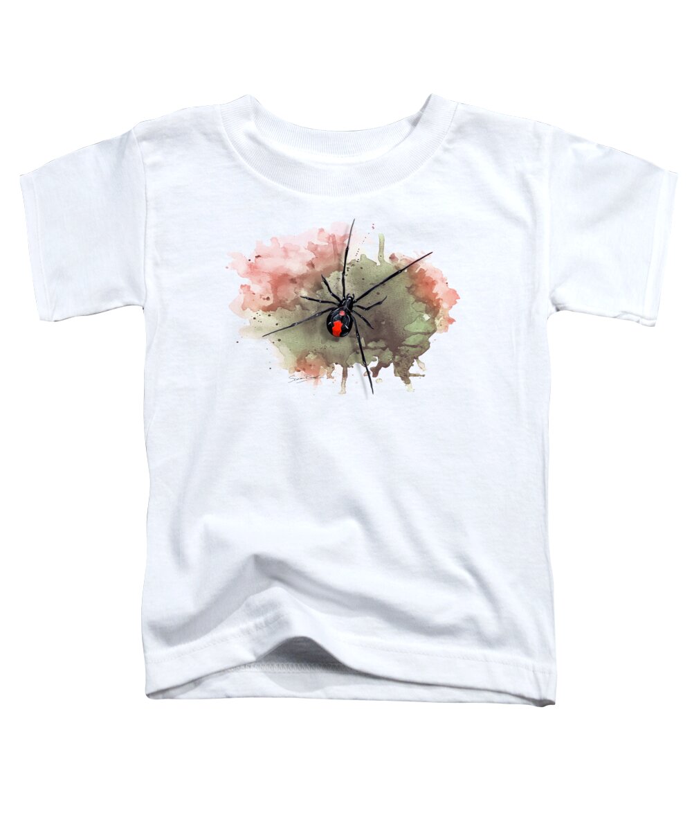 Art Toddler T-Shirt featuring the painting Australian Redback Spider by Simon Read