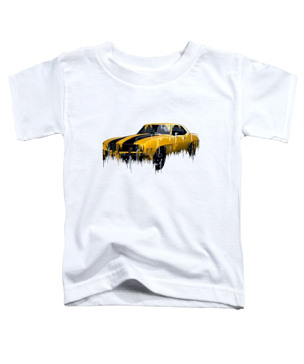 Wallpaper Toddler T-Shirt featuring the digital art Awesome Chevrolet Camaro Liquid Metal Art by Forty and Deuce