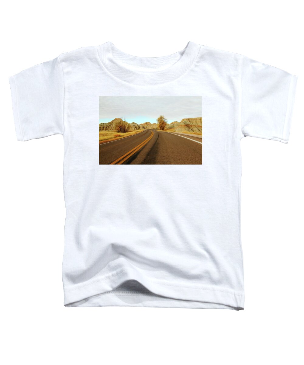 Badlands National Park Toddler T-Shirt featuring the photograph Badland Blacktop by Lens Art Photography By Larry Trager