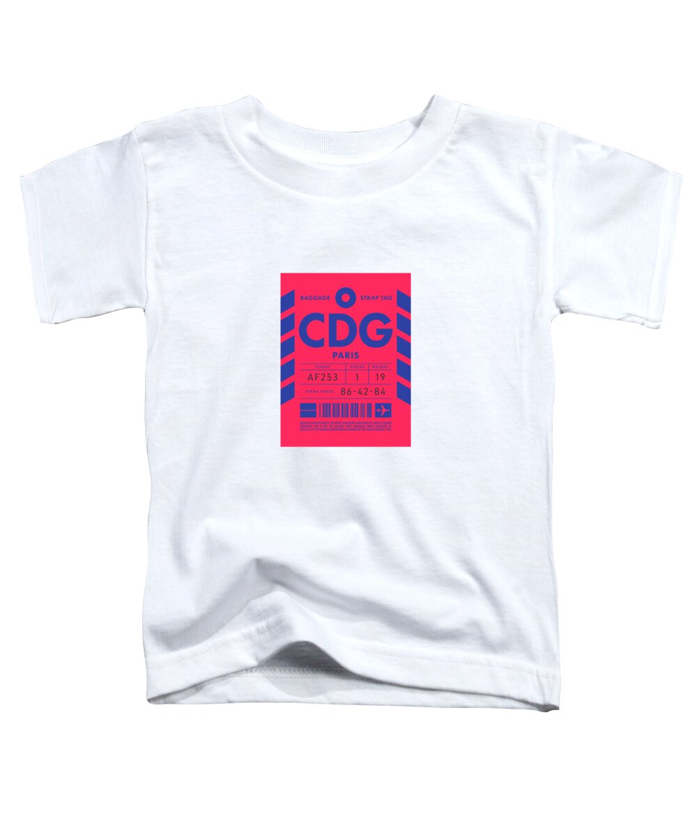 Airline Toddler T-Shirt featuring the digital art Baggage Tag D - CDG Paris France by Organic Synthesis