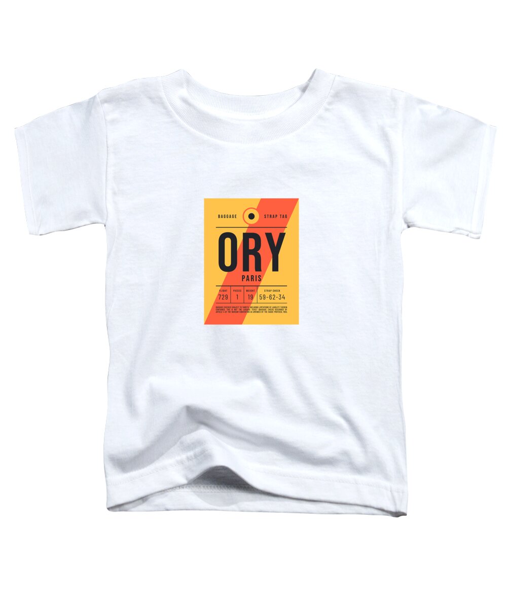 Airline Toddler T-Shirt featuring the digital art Baggage Tag E - ORY Paris France by Organic Synthesis