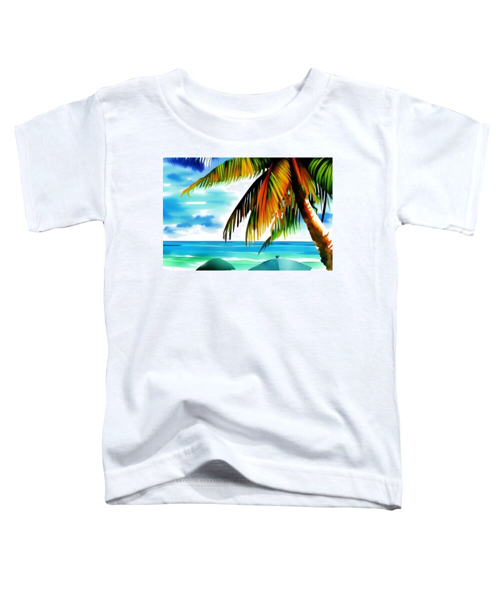 Beach Toddler T-Shirt featuring the digital art Beach Palm by Katrina Gunn