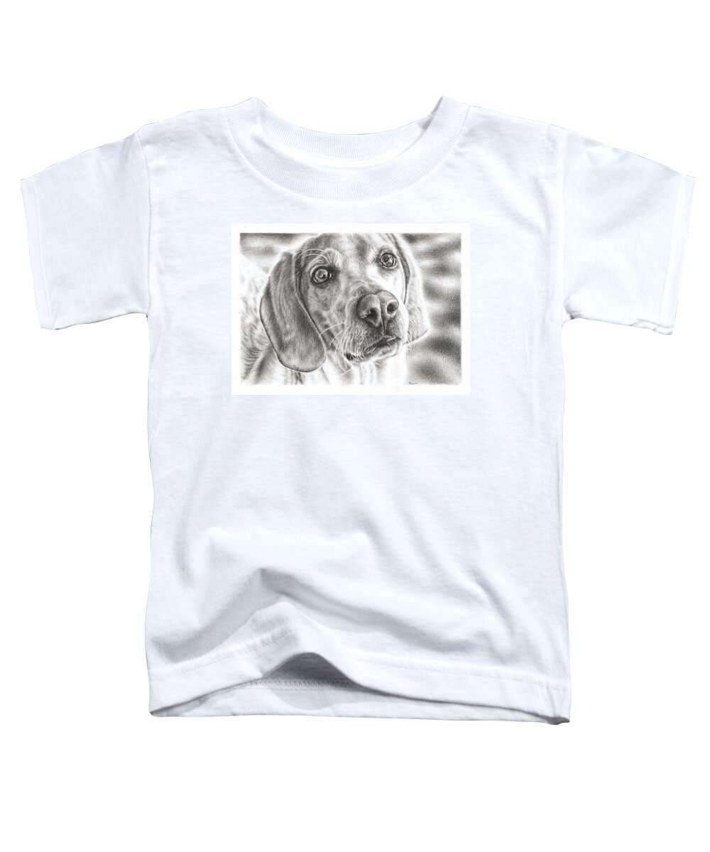 Beagle Toddler T-Shirt featuring the drawing Beagle by Casey 'Remrov' Vormer