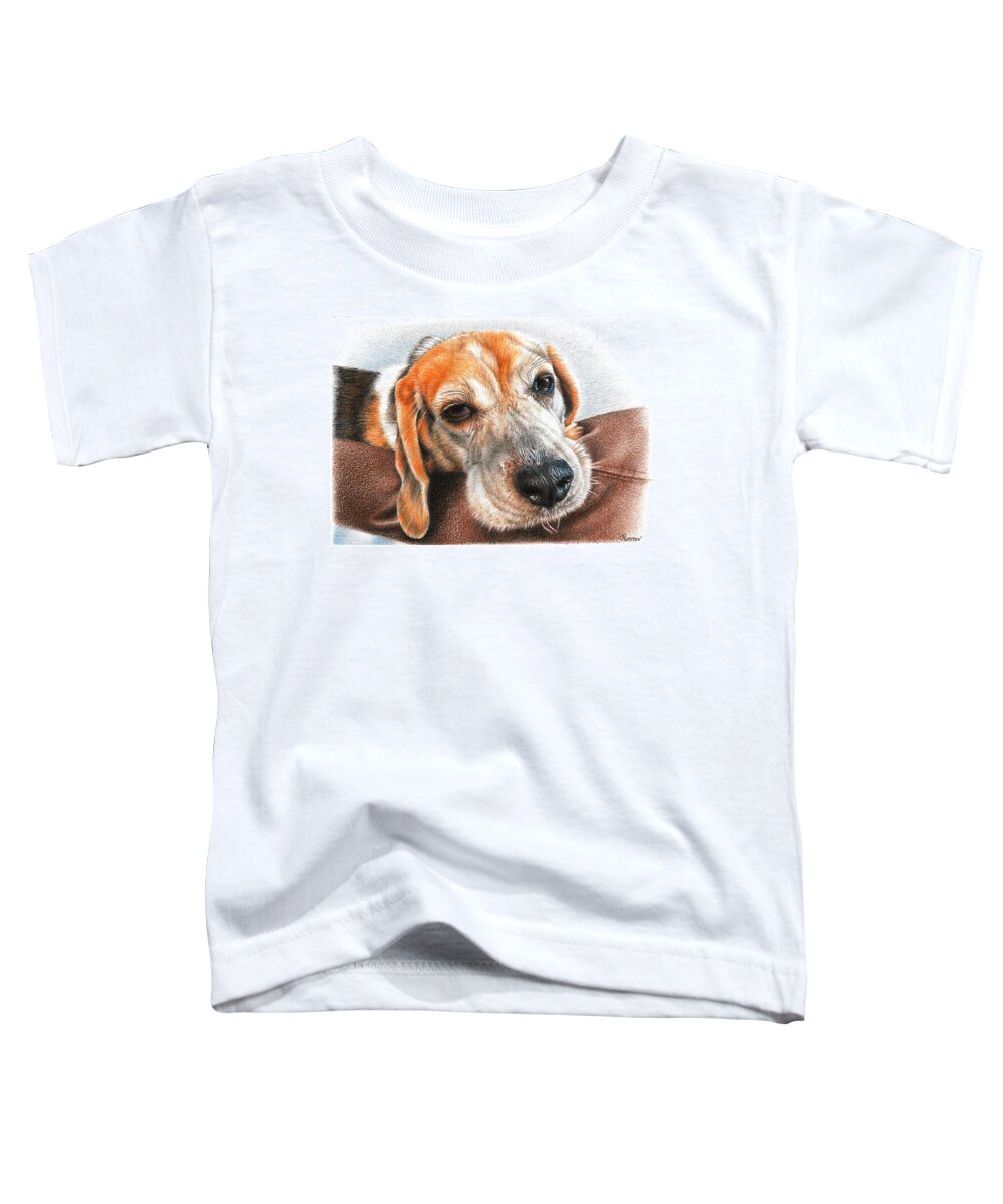 Dog Toddler T-Shirt featuring the drawing Beagle Love by Casey 'Remrov' Vormer