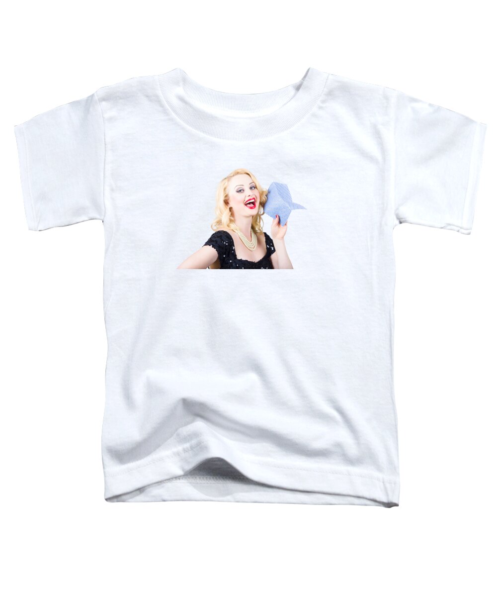 Woman Toddler T-Shirt featuring the photograph Beauty Girl Portrait in evening dress and bright make-up by Jorgo Photography