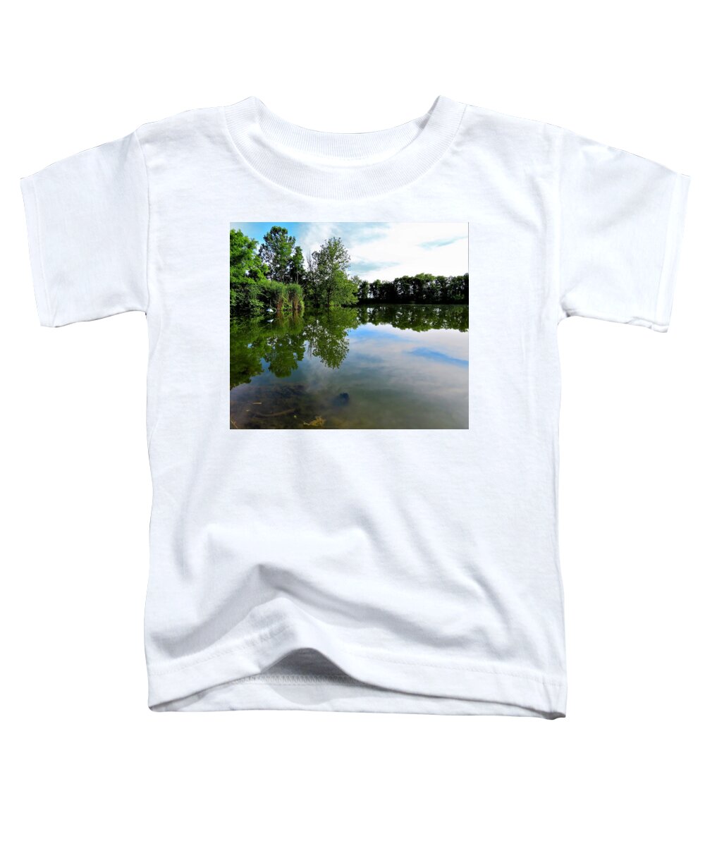 Beaver Pond Toddler T-Shirt featuring the photograph Beaver Pond at Palmyra Nature Cove by Linda Stern