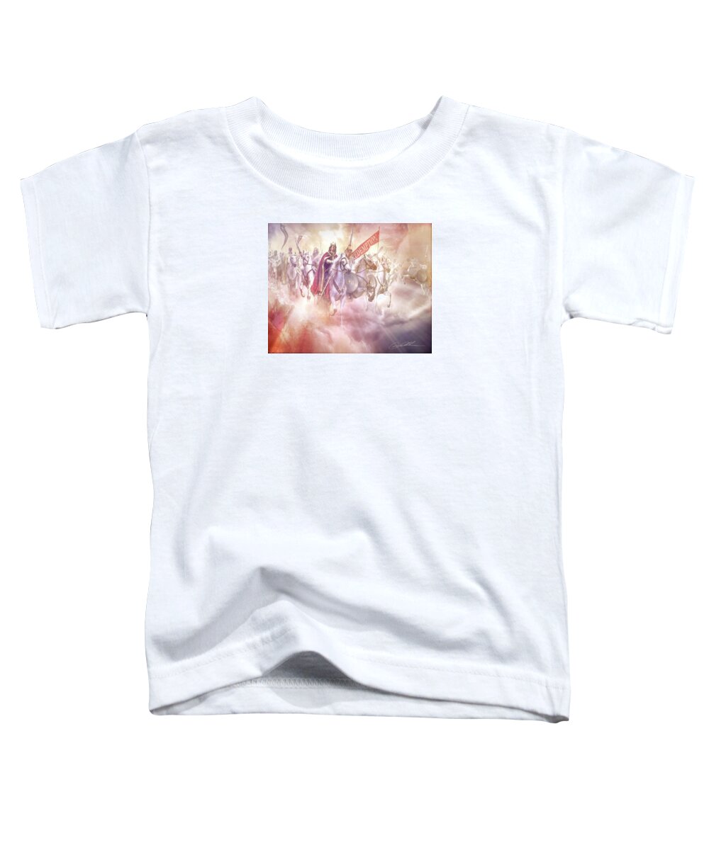 Christian Toddler T-Shirt featuring the painting Behold He Comes by Danny Hahlbohm