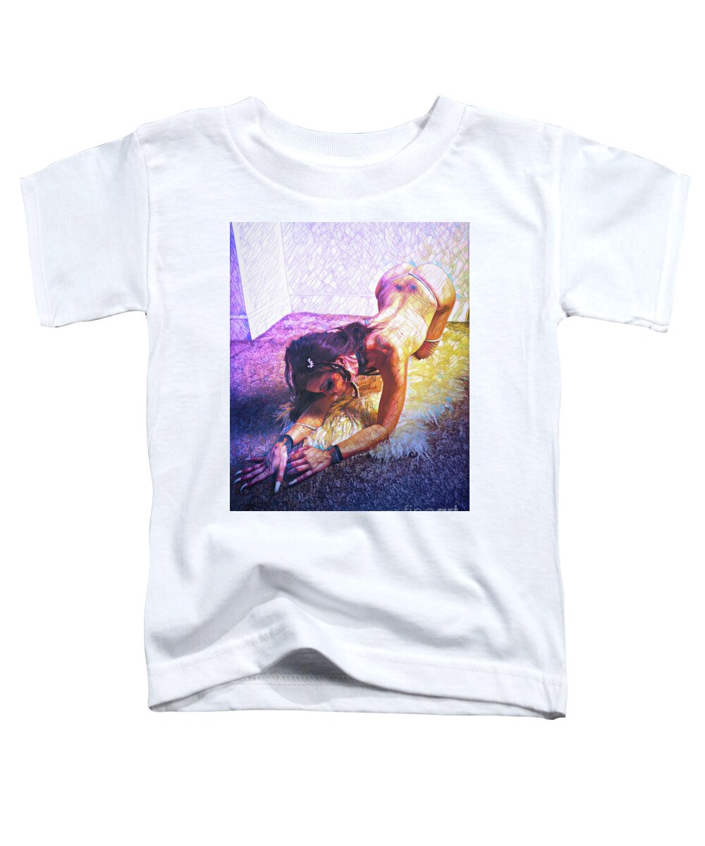 Dark Toddler T-Shirt featuring the digital art Bend To Her Desire Stained Glass by Recreating Creation