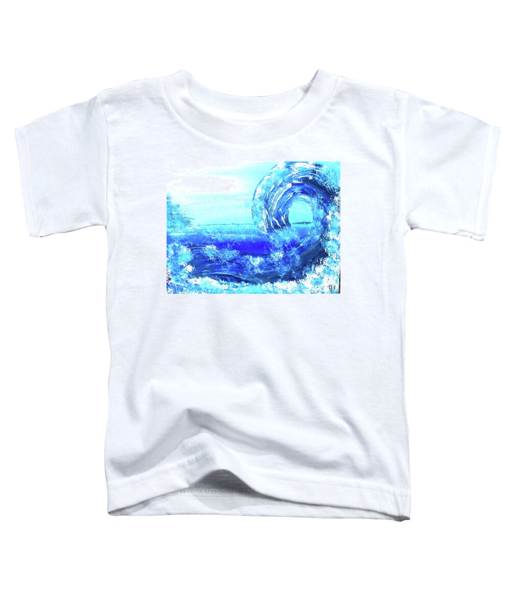 Blue Toddler T-Shirt featuring the painting Big Bue Wave 2 by Anna Adams
