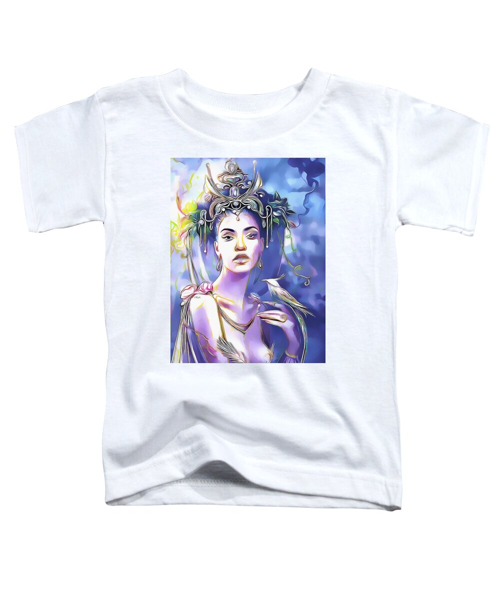 Watercolor Toddler T-Shirt featuring the painting Bird queen by Nenad Vasic