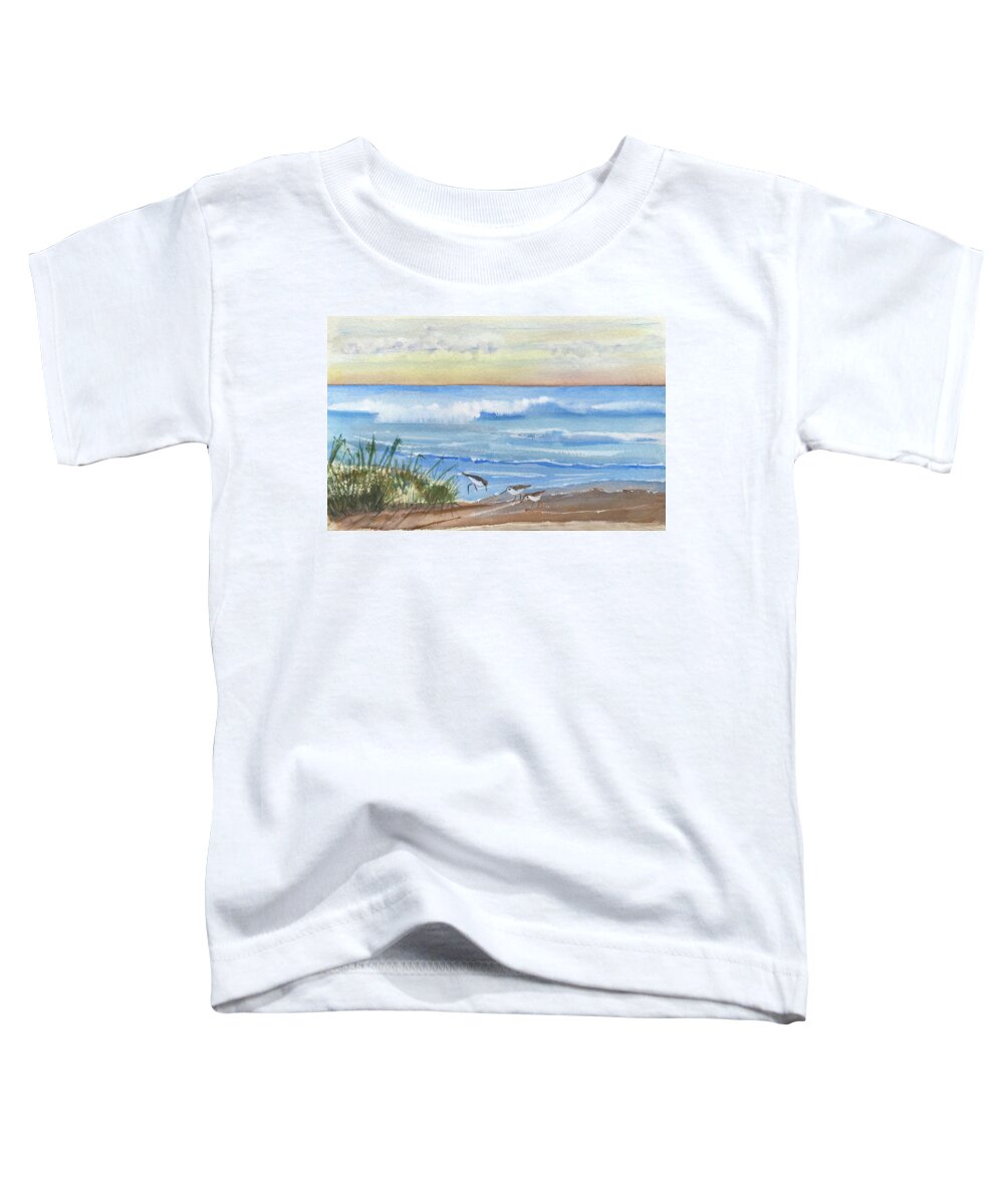 Seascape Toddler T-Shirt featuring the painting Birds Day At The Beach by Deborah League