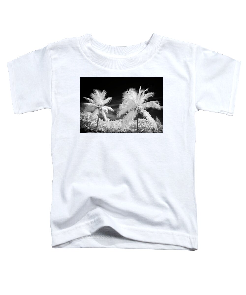 Monochrome Toddler T-Shirt featuring the photograph Black and White Infrared Palms by Luke Moore