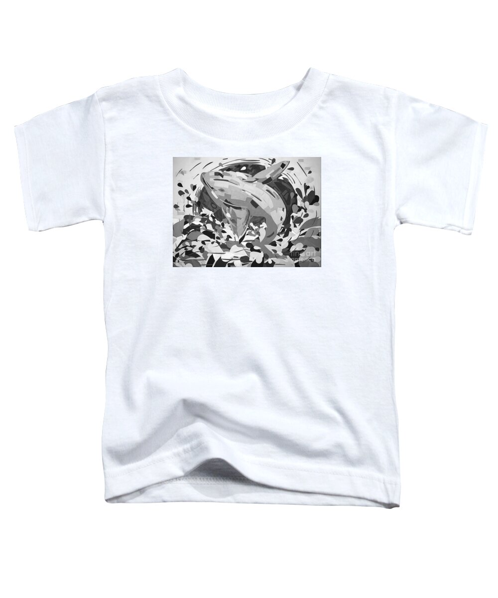 Pacific Coast Toddler T-Shirt featuring the painting Black and White Whale Breaching by Christie Olstad