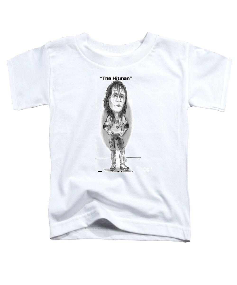 Bret Hart Toddler T-Shirt featuring the drawing Bret Hart by Chris DelVecchio