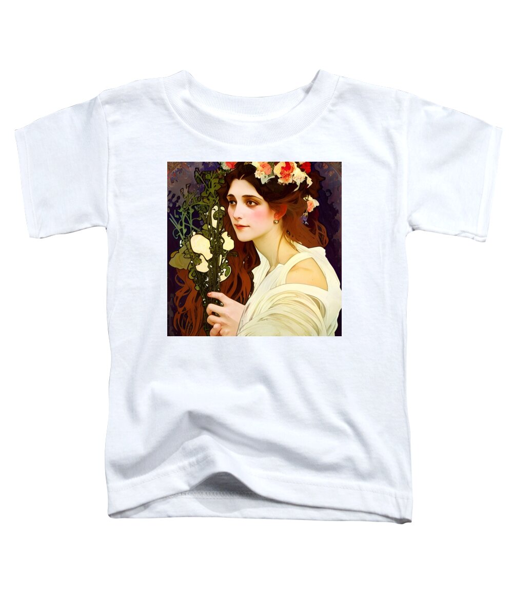 Portrait Toddler T-Shirt featuring the digital art Bride with Long Hair by Annalisa Rivera-Franz