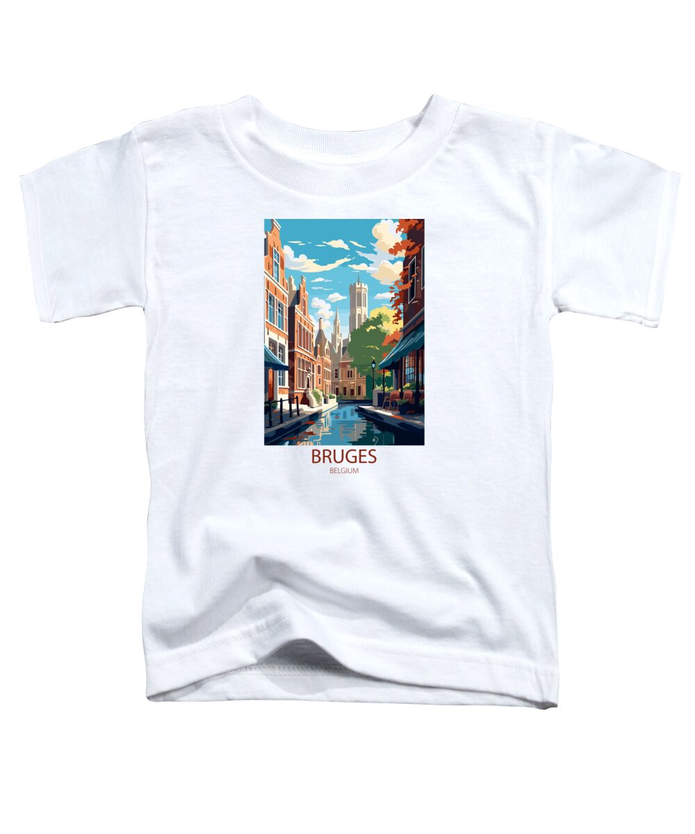 Famous Places Toddler T-Shirt featuring the mixed media Bruges Belgium by Travel Posters