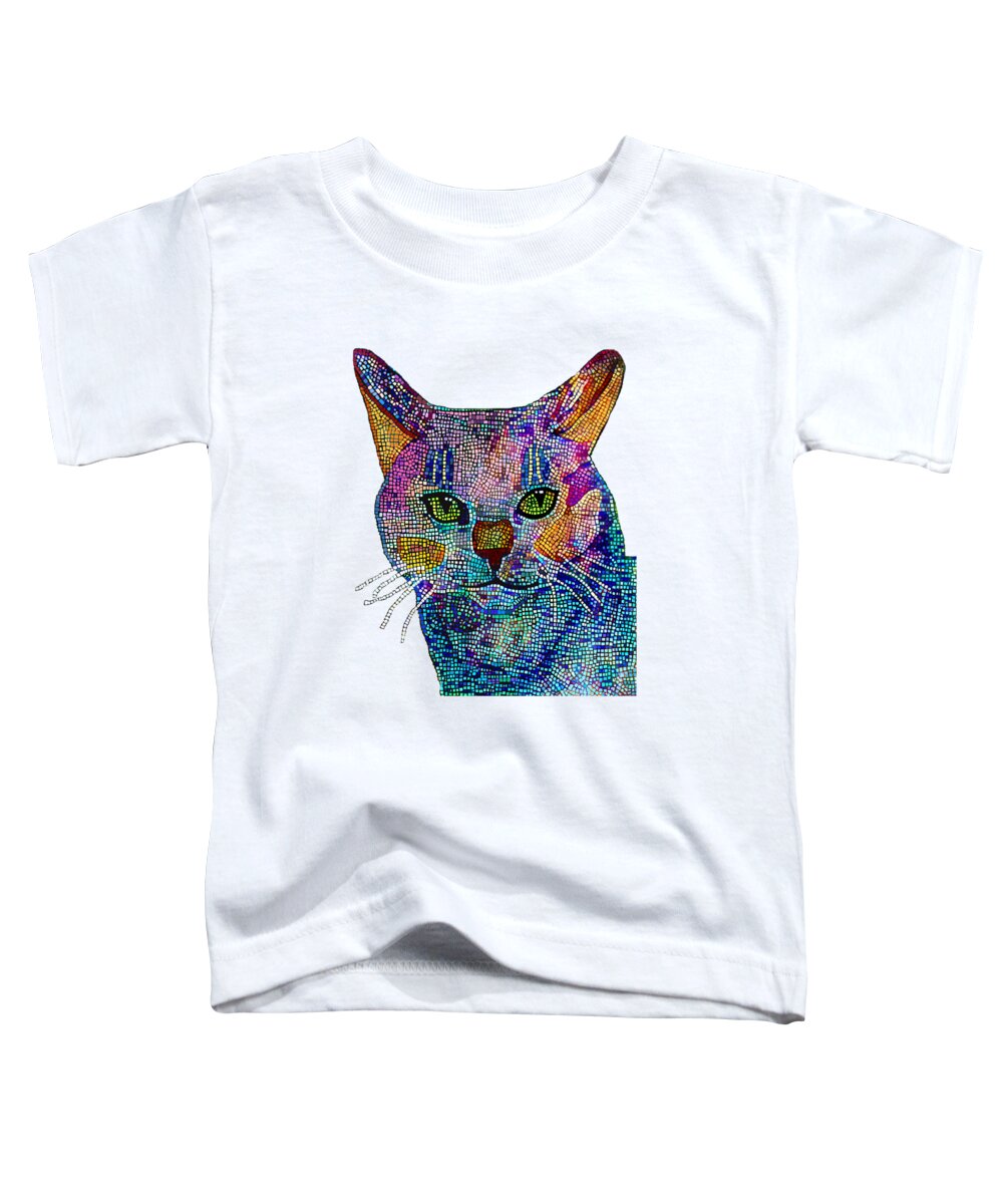 Cat Toddler T-Shirt featuring the mixed media Cat Mosaic by Deborah League