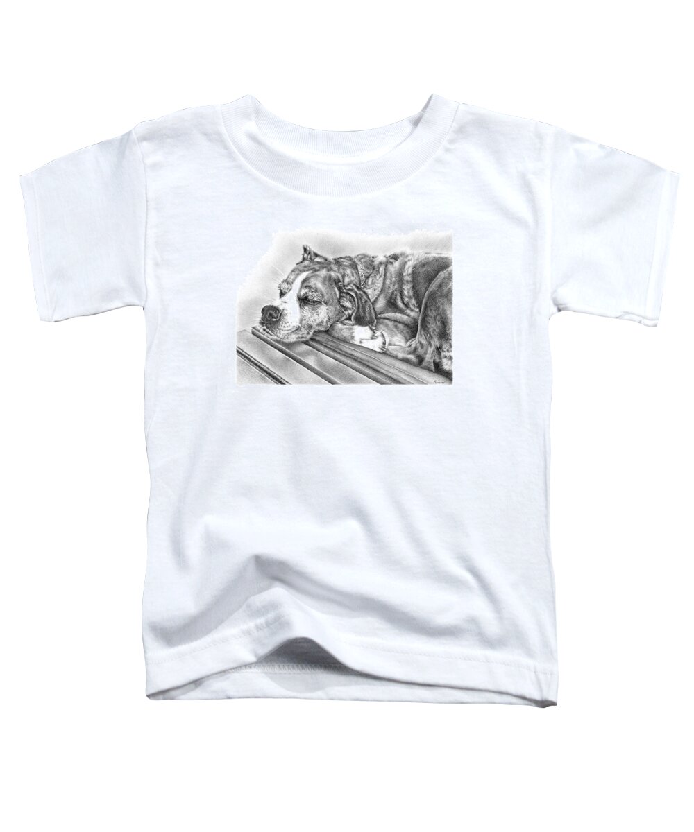 Dog Toddler T-Shirt featuring the drawing Chilling Pooch by Casey 'Remrov' Vormer