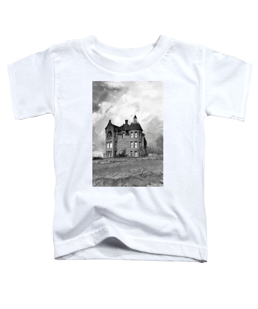 Castle Toddler T-Shirt featuring the digital art Cloudy Castle by Susan Kinney