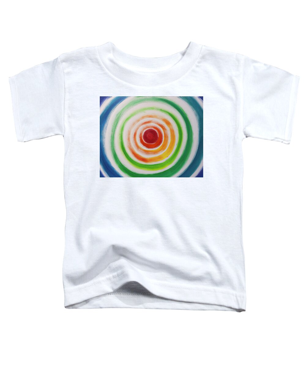 Bulls Eye Toddler T-Shirt featuring the painting Hypnotic Circles by Rachel League