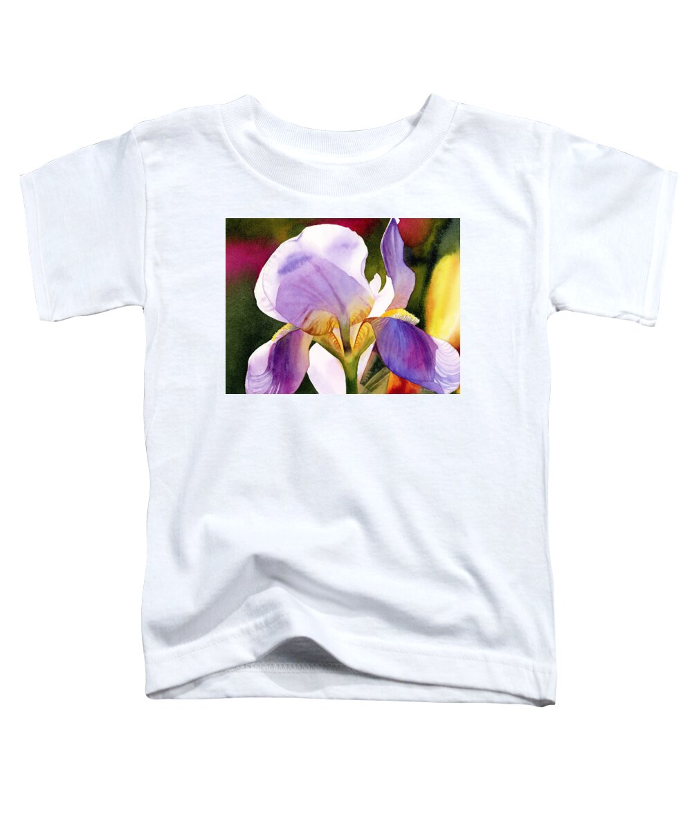 Iris Toddler T-Shirt featuring the painting Colorful Iris by Espero Art