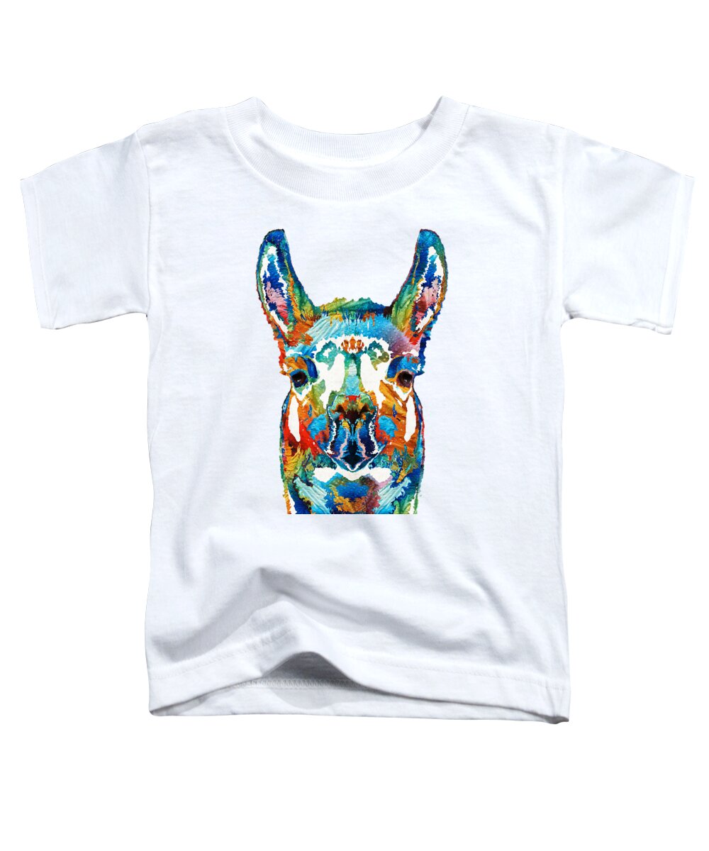 Llama Toddler T-Shirt featuring the painting Colorful Llama Art - The Prince - By Sharon Cummings by Sharon Cummings