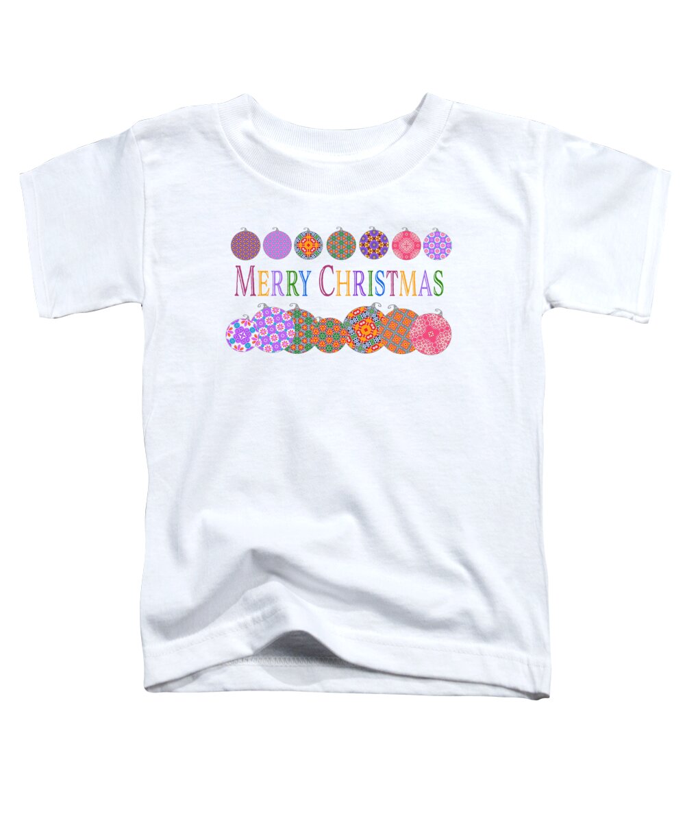 Christmas Card Toddler T-Shirt featuring the digital art Colorful Merry Christmas by Marianne Campolongo