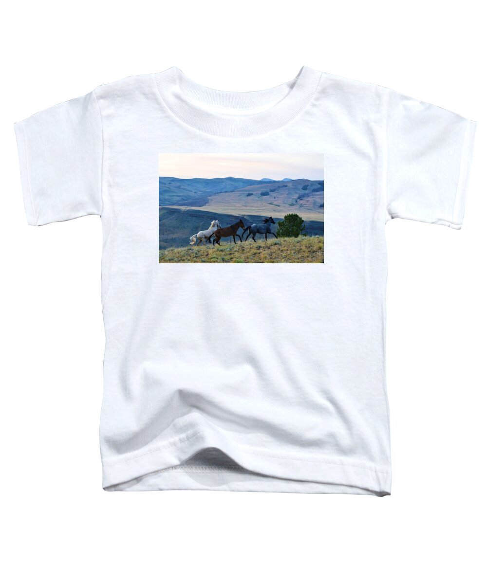 Western Art Toddler T-Shirt featuring the photograph Comin' In Hot by Alden White Ballard