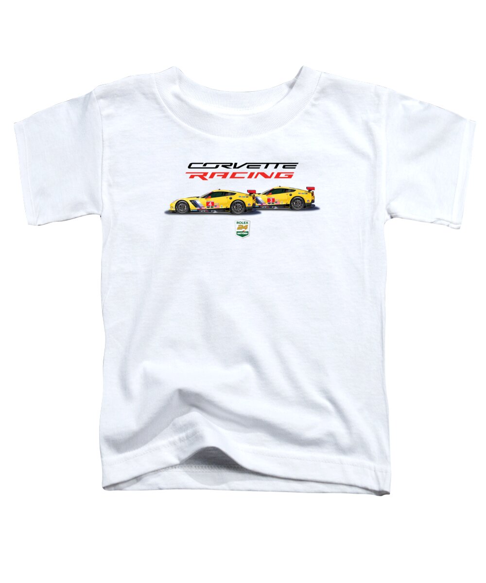 Corvette Racing Poster (no Background) Toddler T-Shirt featuring the drawing Corvette Racing Poster by Alain Jamar