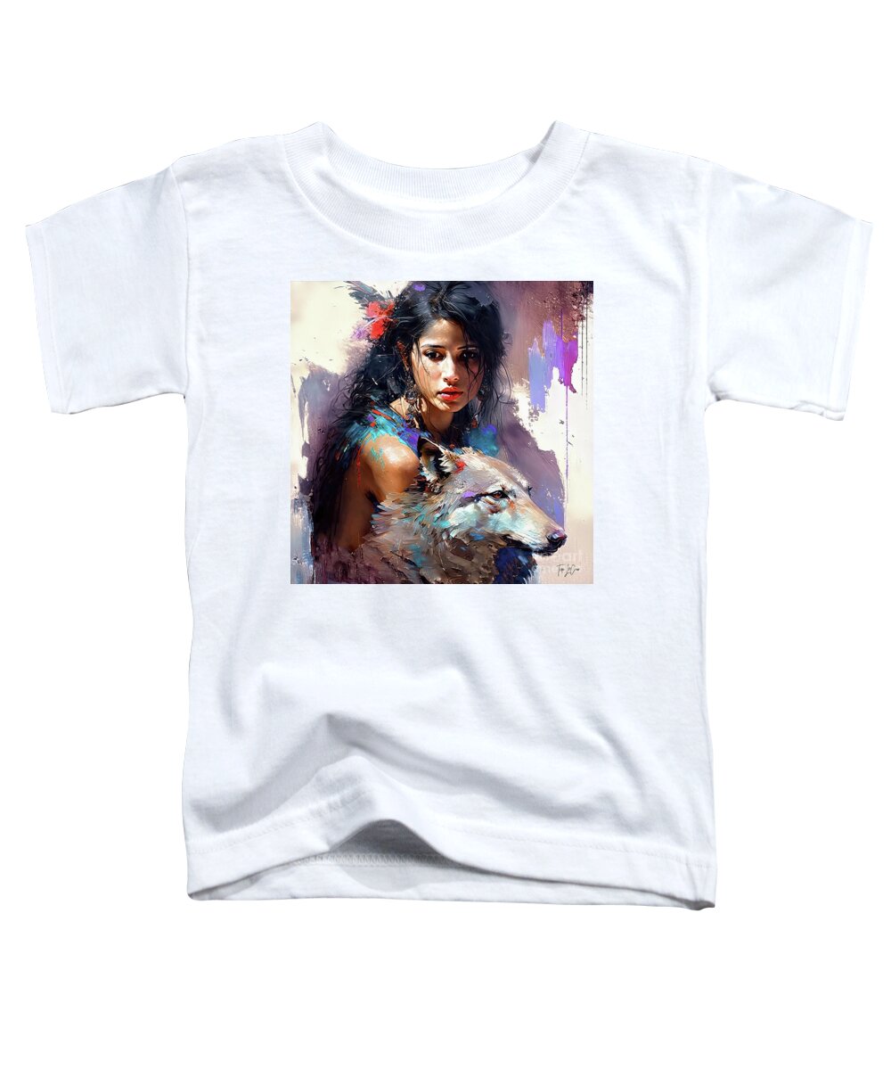 Native American Toddler T-Shirt featuring the painting Courageous by Tina LeCour