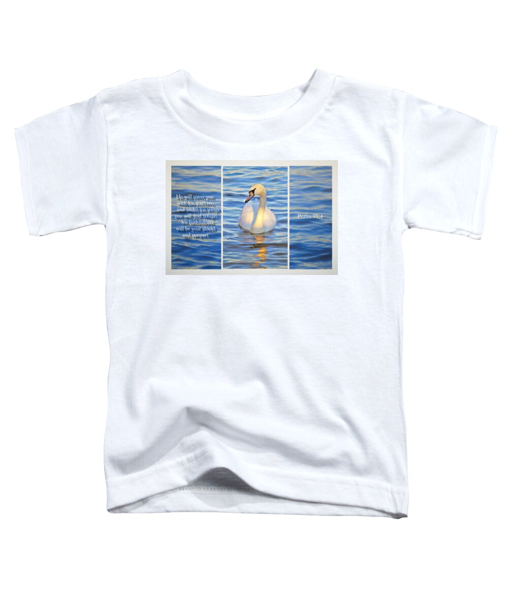 Swan Toddler T-Shirt featuring the photograph Covering You With His Feathers by Ola Allen